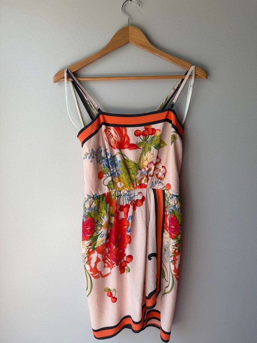 Yoana Baraschi - Peach Pink & Multi Color Floral Print Silk Dress Sz S